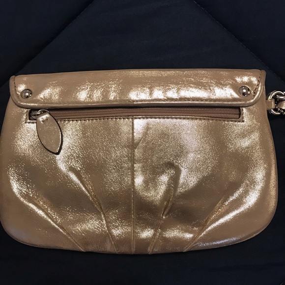EUC Gold Shimmery Coach Wristlet - Picture 4 of 7